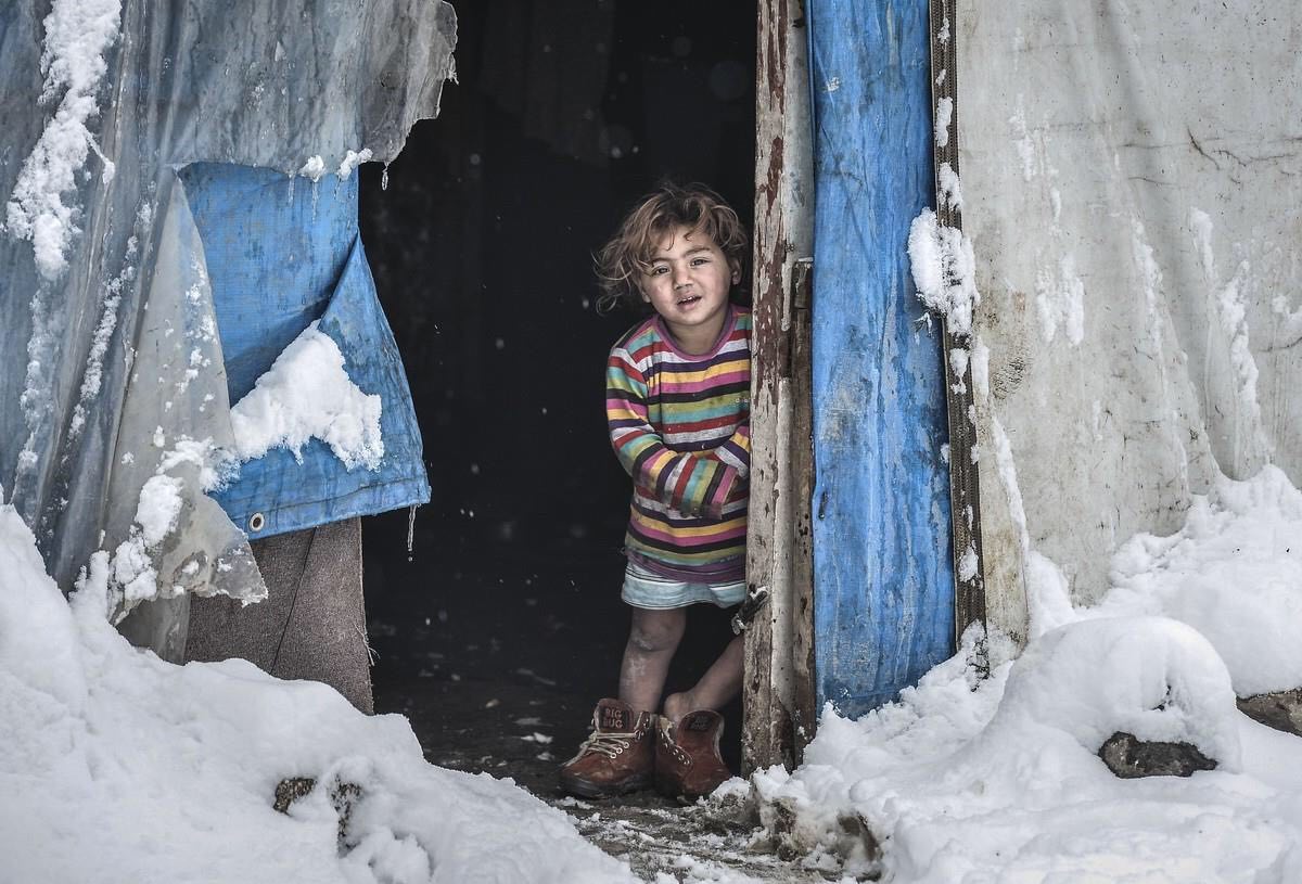 Syrian child refugee camp